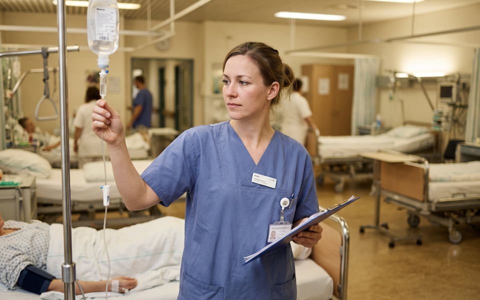 Pflegefachkraft bei der Patientenversorgung